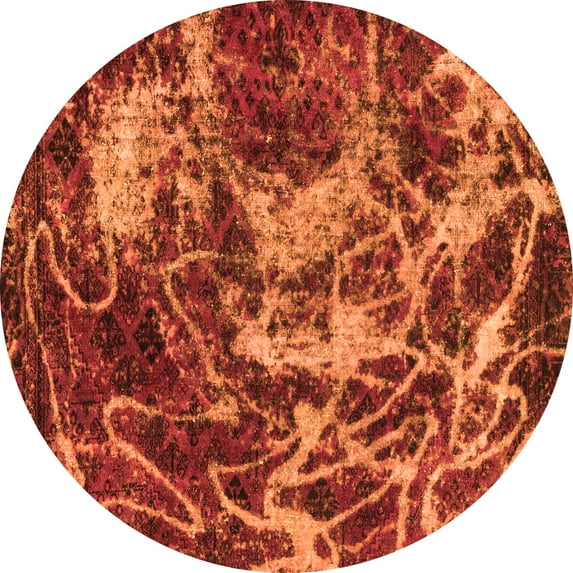 Ahgly Company Indoor Round Abstract Orange Modern Area Rugs, 5' Round