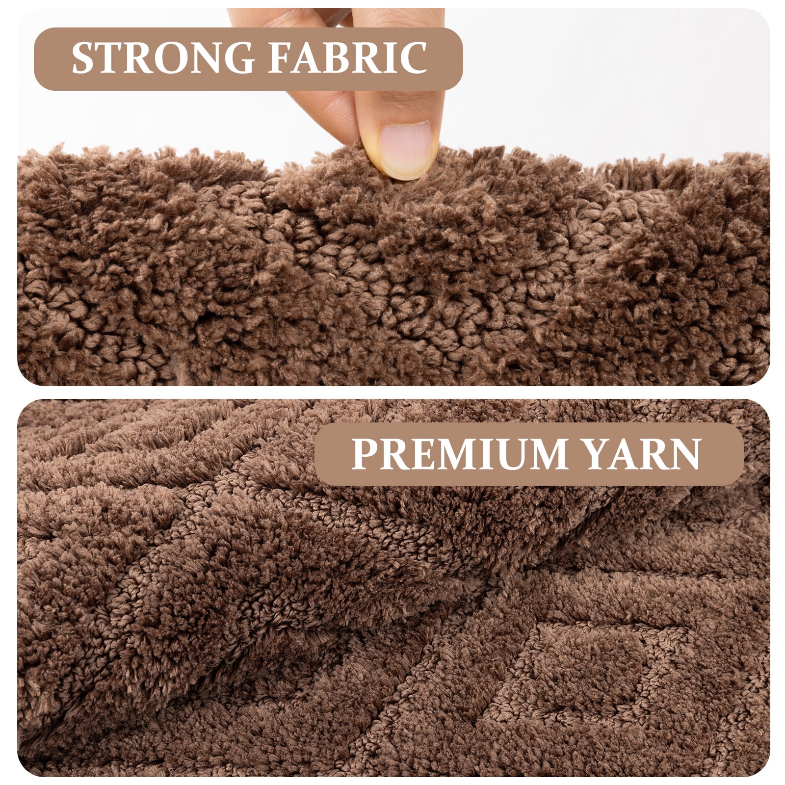 Yamaziot 4pcs Bathroom Rugs Set with U-Shaped Mat, Non Slip, Quick Drying, Ultra Soft and Water Absorbent Bath Rug Carpet Machine Washable Rug, Brown
