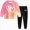 T117-Hot Pink, variant on 5-6 Years Child Girls 2 Piece Outfit Fall Winter 2Pcs Tie Dye Long Sleeved Pants Outfit Back-To-School Pajamas & Dailywear Girls Pink Tracksuit