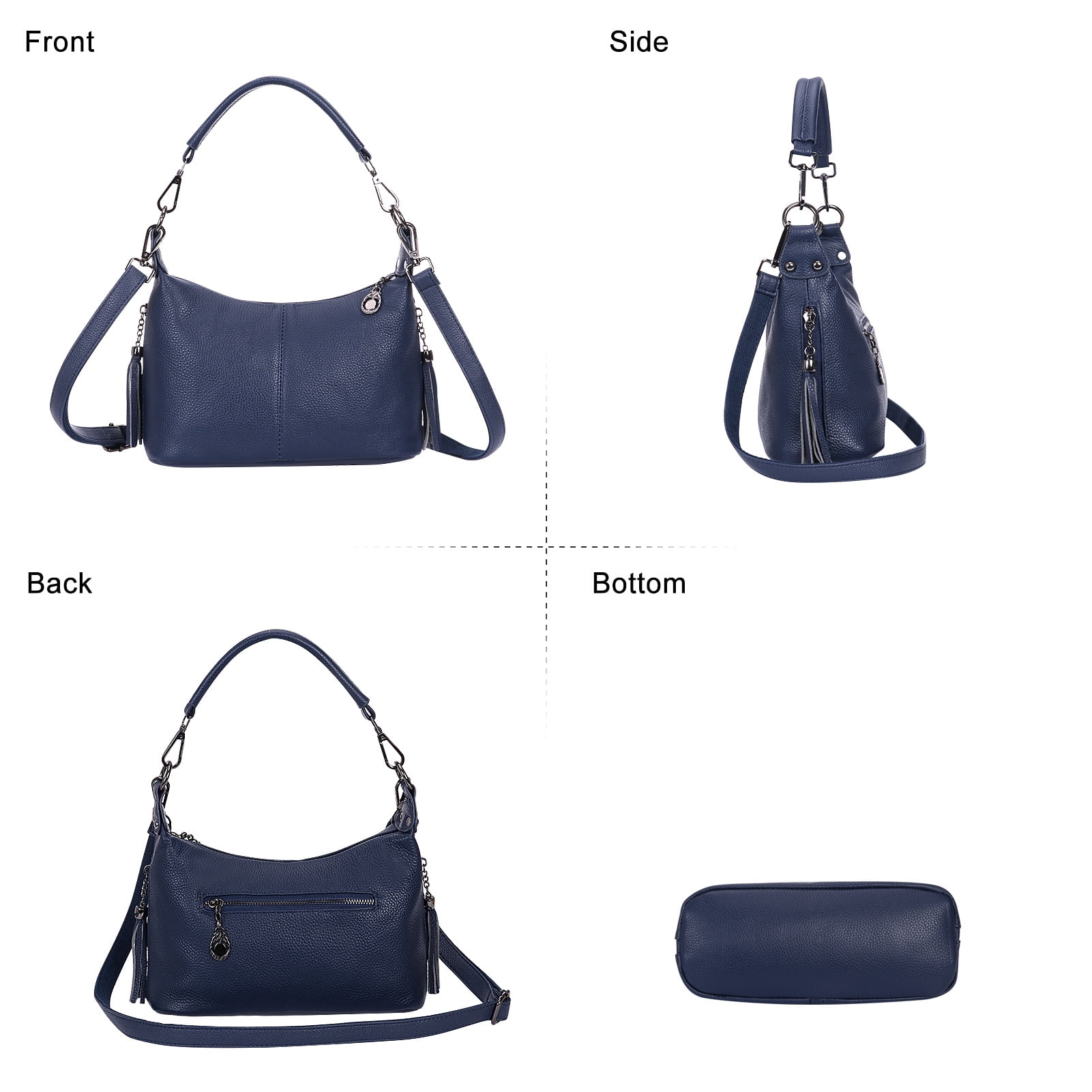 HuaAngel Women's Handbags Soft Genuine Leather Tassel Shoulder Bag Vintage Travel Satchel Purses with 2 Removable Straps