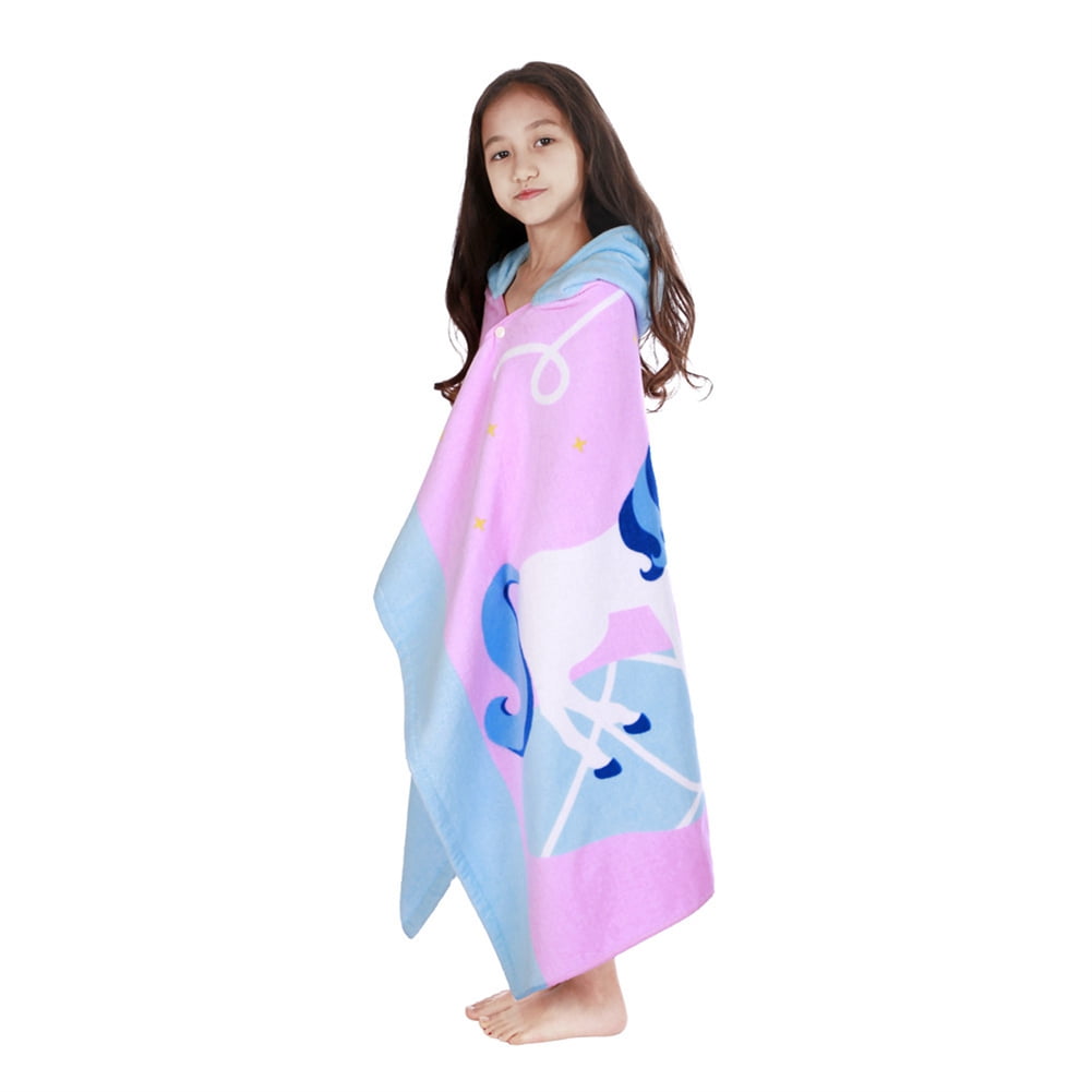 Kids Bathrobes Hooded Towels, Big Boys Girls Cartoon Hooded Wraps Beach Pool Bath Towel Poncho Cotton Towel, 30"x50", 3-12 Years