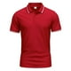 thumbnail image 4 of Blusa y camisa de manga corta con cuello vuelto para hombre, informal, lisa, de manga corta, con botones y cuello vuelto, de poliéster., 4 of 8