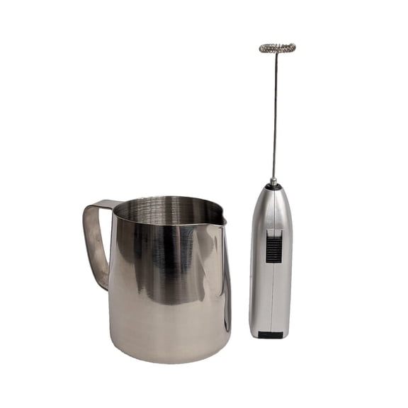 Milk Frother Set, Coffee Frother for Milk Foaming, Latte/Cappuccino Frother Mini Frappe Mixer for Drink, Hot Chocolate, Stainless Steel Silver