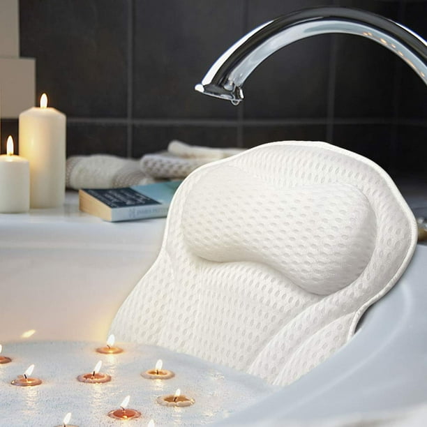 Luxury Bath Pillow, Ergonomic Bathtub Spa Pillow with 4D Air Mesh