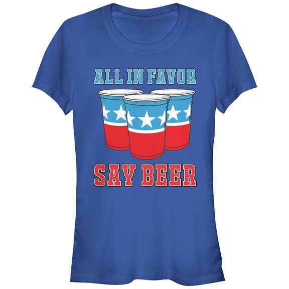 Junior's Lost Gods All in Favor Say Beer Graphic Tee Royal Blue Large