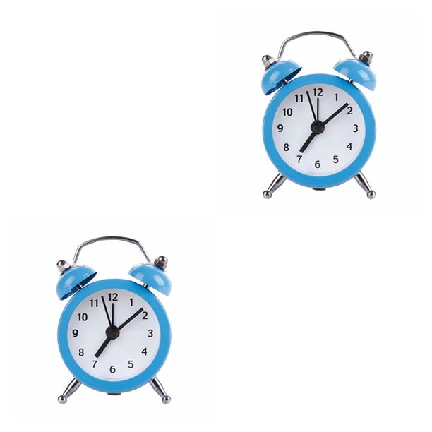 sweethay Mini reloj despertador , de escritorio, relojes de noche para niños y adultos, reloj de viaje, decoración, encantadores relojes Azul 2Conjunto