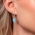 thumbnail image 3 of Gem Stone King 925 Sterling Silver Swiss Blue Topaz and White Lab Grown Diamond Leverback Dangle Drop Earrings for Women (8.10 Cttw, Gemstone November Birthstone, Heart Shape 10MM), 3 of 3