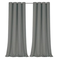 Regal Home Collections 100% Blackout Thermal Hotel Grommet Top Kitchen & Small Window Curtain Panel Pair - Charcoal, 45 in. Long