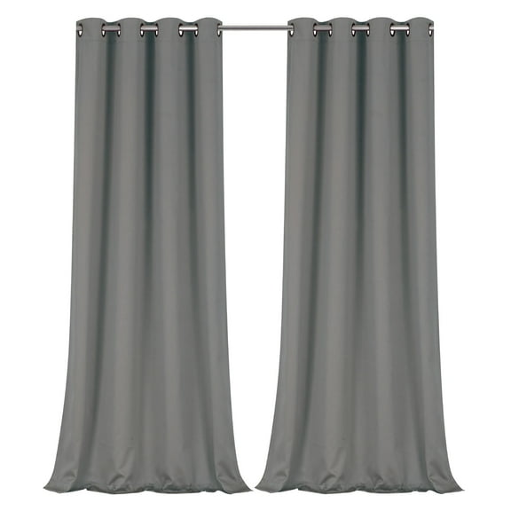Regal Home Collections 100% Blackout Thermal Hotel Grommet Top Kitchen & Small Window Curtain Panel Pair - Charcoal, 45 in. Long