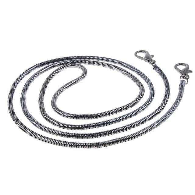 Retro Metal Drawstring Snake Chain Strap Shoulder Crossbody Bag Replacement 1.2m Black B