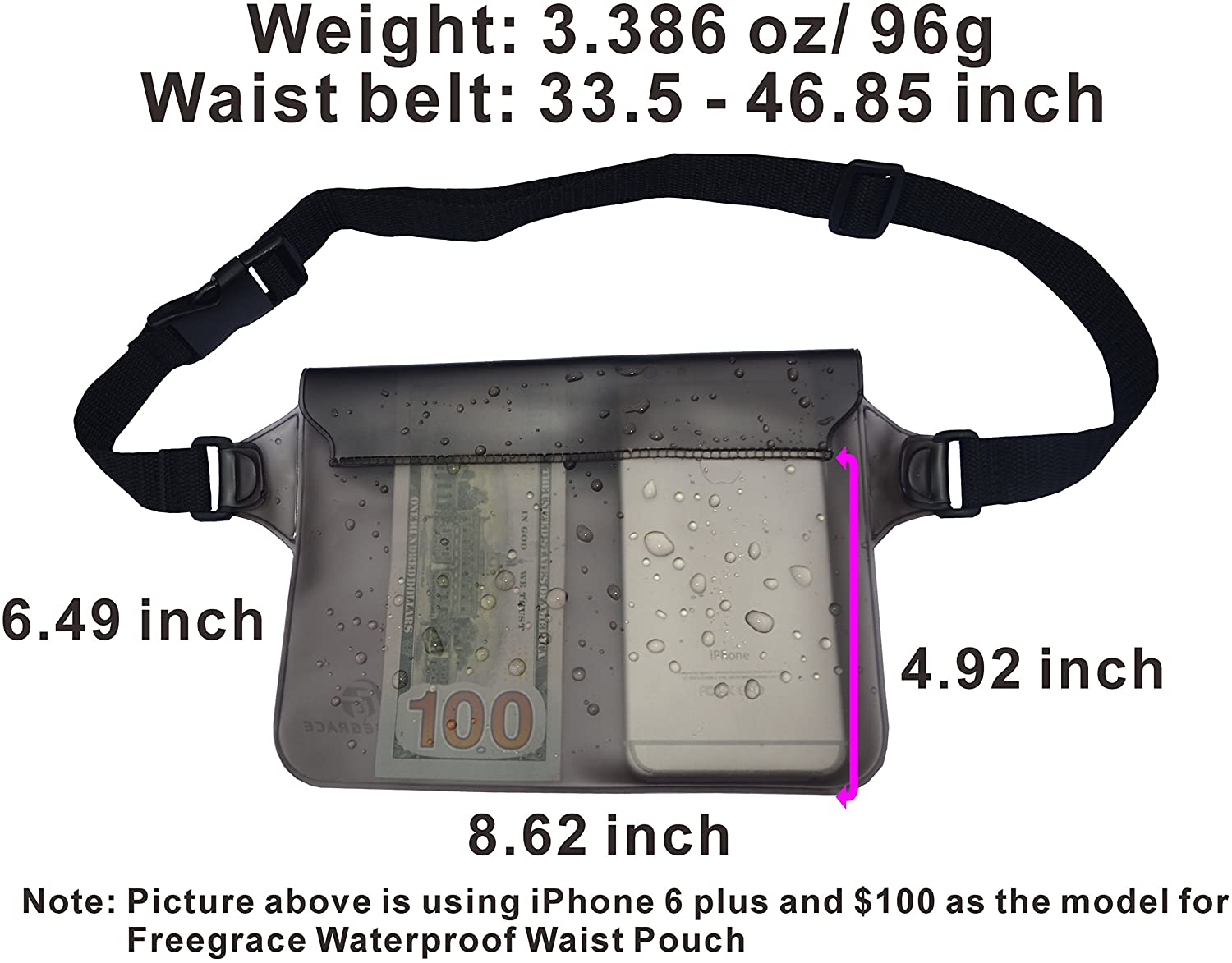 Waterproof Pouches with Waist Strap / Pouch Case Bundle Set- Keep Your Phone & Valuables Dry and Safe - Bags for Boating Swimming Snorkeling Kayaking Beach Water Parks Pool