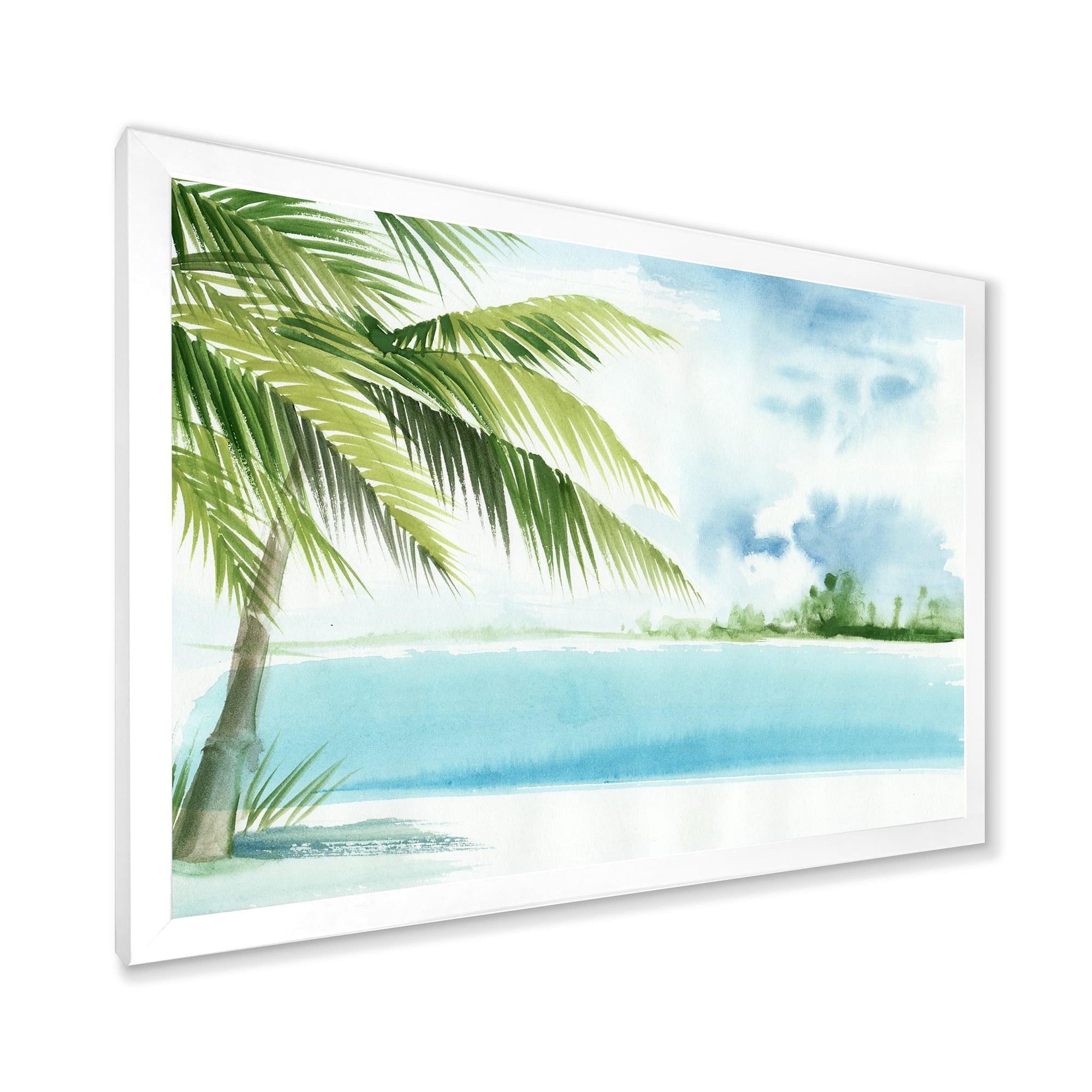 Designart 'Palm Beach Resort At Sunrise I' Nautical & Coastal Framed Art Print