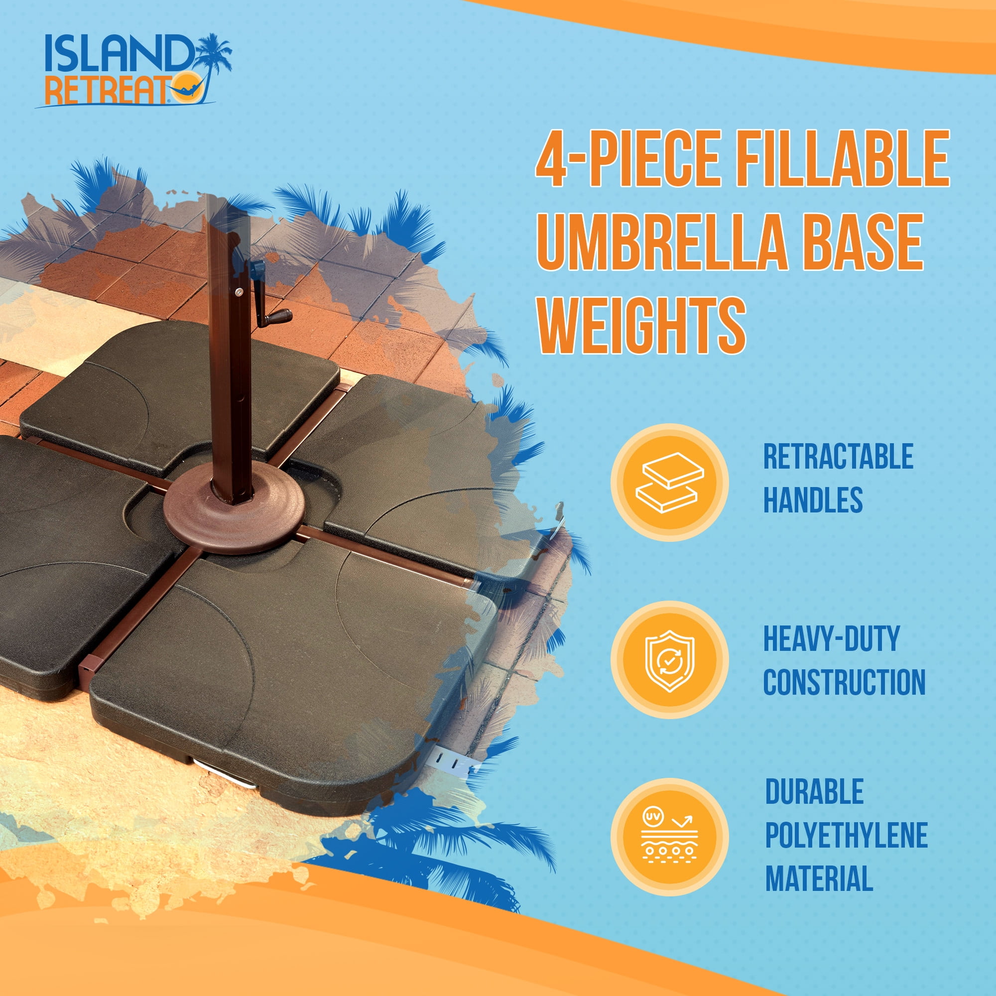35-lb Resin Cross-Arm Umbrella Base Weights, Ebony, Set of 4
