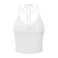 thumbnail image 3 of Douhoow Women White Vest Halter Neck Tank Top Sleeveless Lace Trim Slim Cami Tops, 3 of 6