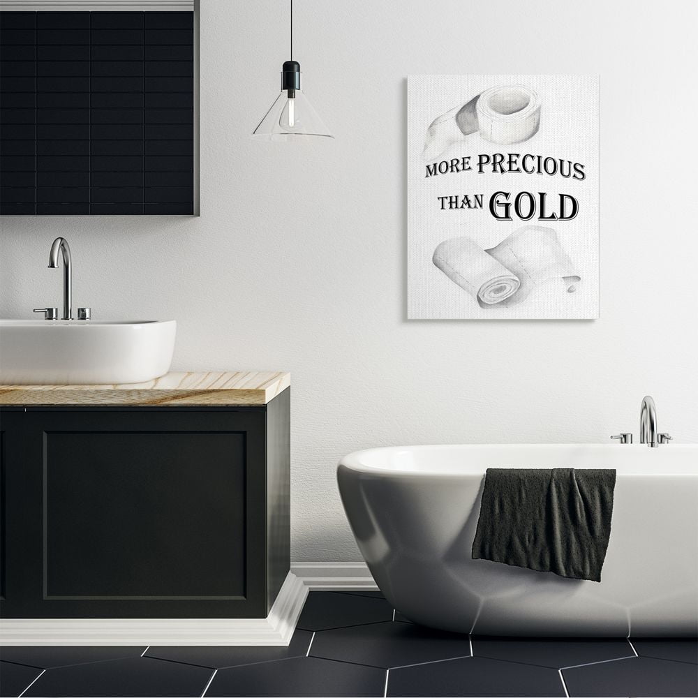 Stupell Industries More Precious Than Gold Phrase Toilet Paper Joke Canvas Wall Art Design by Gail Green Licensing and Design Limited