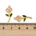 thumbnail image 3 of 304 Stainless Steel Enamel Pendants Ion Plating(IP) Rose Flower Charms Real 18K golden Plated Pink 24x9.5x2mm Hole: 1.5mm, 3 of 3