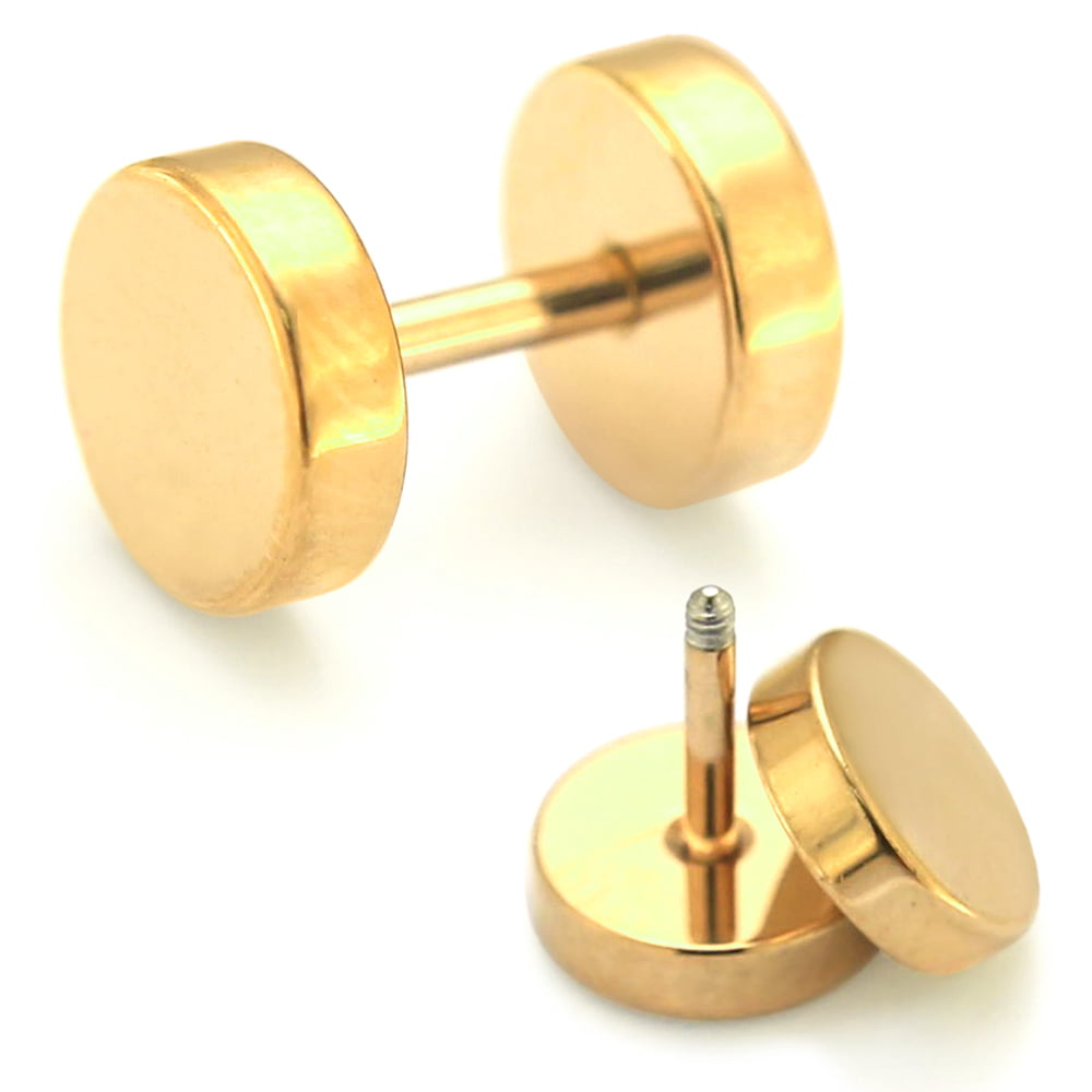 Sold as a Pair Golden Colored Lovely Heart 316L Surgical Steel Fake Plug