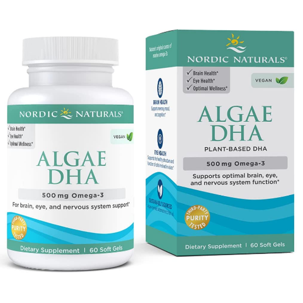 Nordic Naturals Algae DHA 60 Soft Gels 500 mg Omega3 DHA