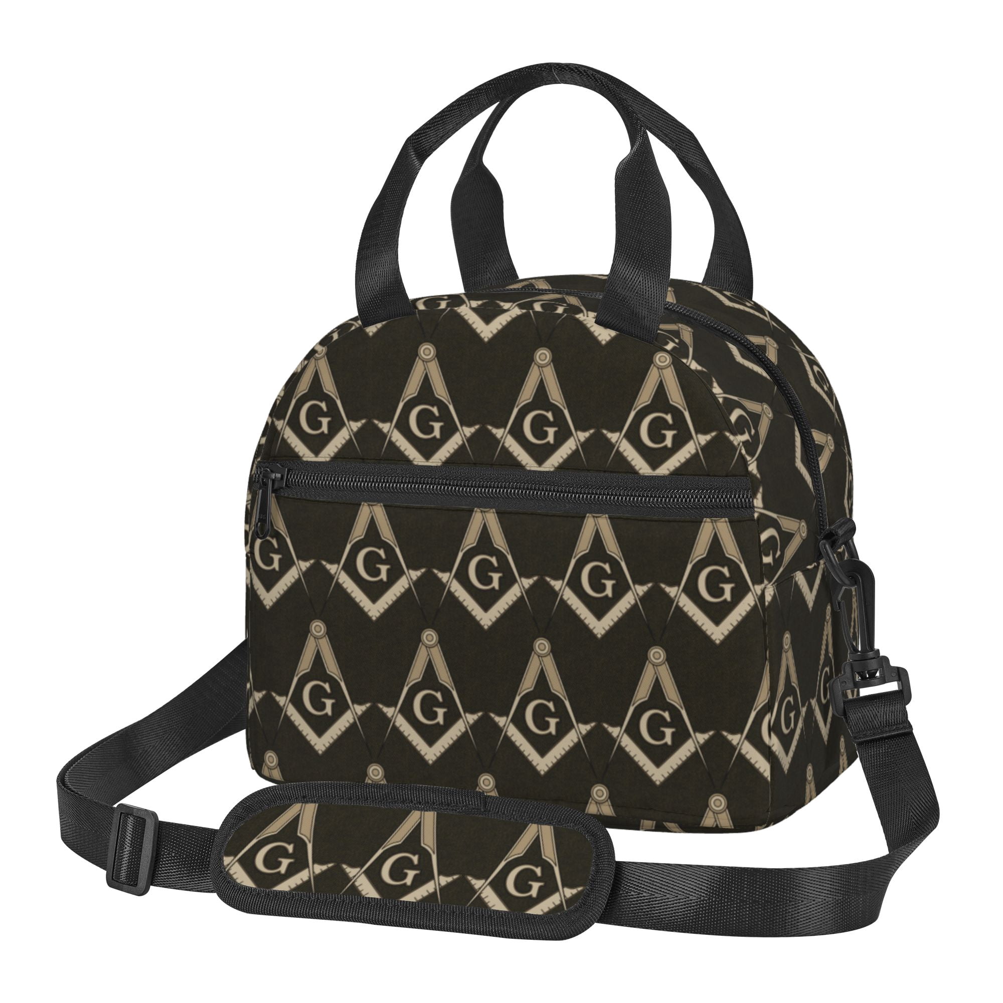 DouZhe Lunch Bags for Women and Men, Brown Mason Freemason Symbol Prints  Reusable Portable Insulated Cooler Waterproof Lunch Tote Bag for Travel  Work School Picnic 