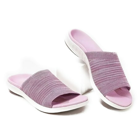 

Men Slippers Summer Slides Woman Knitted Lightweight Shoes Soft Casual Flip Flops for Home Office Travel New