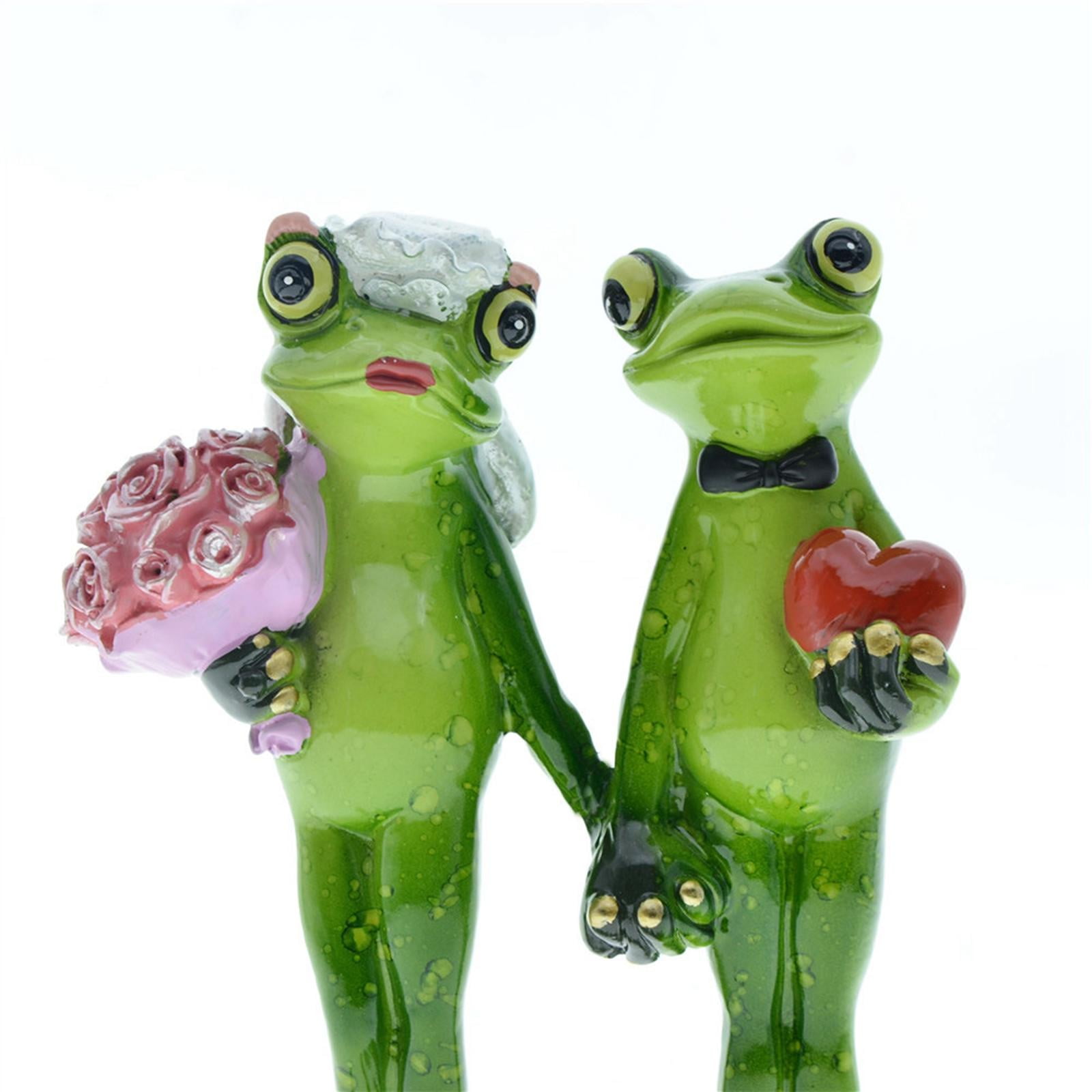 Zxpjkyu Wedding Frog Garden Statue Animal Sculpture Resin Figurines Decoration Gift Yard