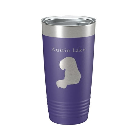 

Austin Lake Map Tumbler Travel Mug Insulated Laser Engraved Coffee Cup Michigan 20 oz Purple