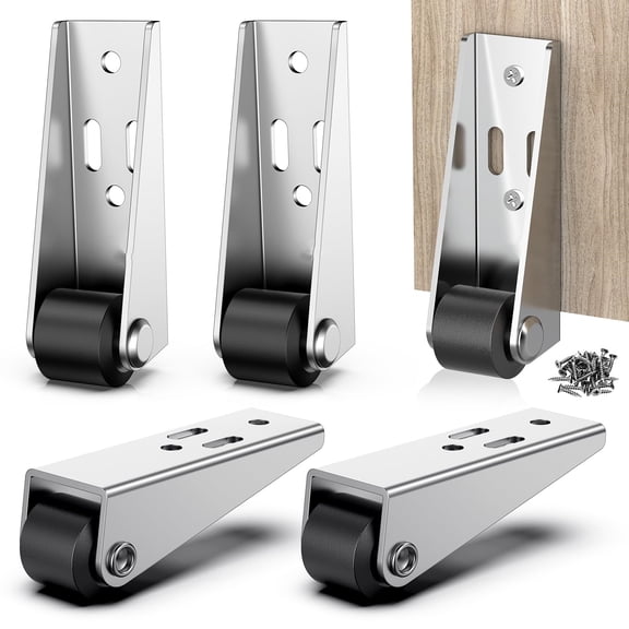 4Pcs Small Low Profile Casters Wheels, 0.9inch Silent TPE Long Frame Rigid Fixed Casters for Furniture, Room Door, Underbed Drawer, Storage Box, Cabinet, DIY Projects
