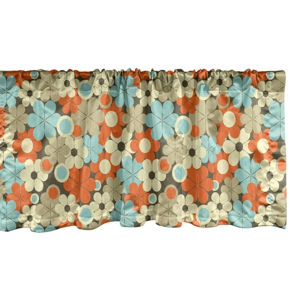 Ambesonne Floral Window Valance, Retro Simple Flowers, 54" X 12", Multicolor