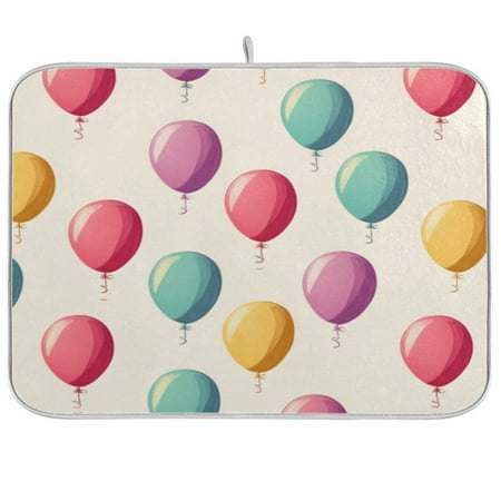 

Kitchen Drying Mat 16x18In Drying Dish Mat Dish Drying Mats Kitchen Countertop Multi-Function Drain Drying Mat Kitchen Table Colorful Balloon Cartoon1