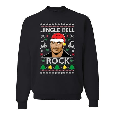 Punk Rock Ugly Christmas Sweaters Jingle Bell Rock The Rock Funny Celebrity Mens Ugly Christmas Sweater ()