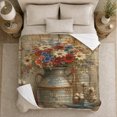 thumbnail image 5 of Rustic Flower Milk Can with Red Blue Daisies and Barn Stars, Farmhouse Botanical Art for Flower Lovers, Cozy Flannel Blanket for Living Room and Guest Room, Housewarming Gift, Home Decor, 5 of 9