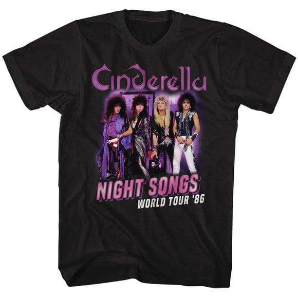 Cinderella T-Shirt Noir à 2 Faces pour Adulte avec Musique de Nuit du Groupe de Rock