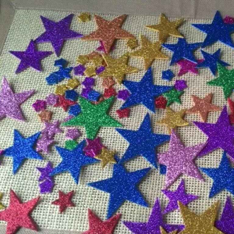 210pcs/lot Multicolor Glitter Foam Star Shape EVA Stickers
