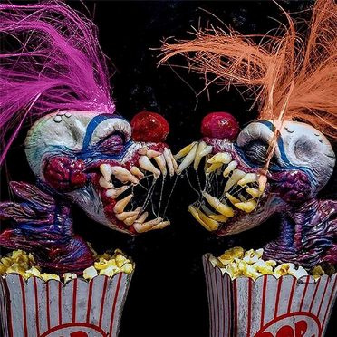 Clown Sculpture, Halloween Decoration, Popcorn Scary Statue Resin Craft From Space Green