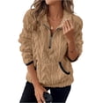 thumbnail image 2 of SAATLERI Quarter Zip Pullover Women Fleece Fuzzy Oversized Sweatshirts Sherpa Long Sleeve Fall Warm Hoodies With Pockets, 2 of 6