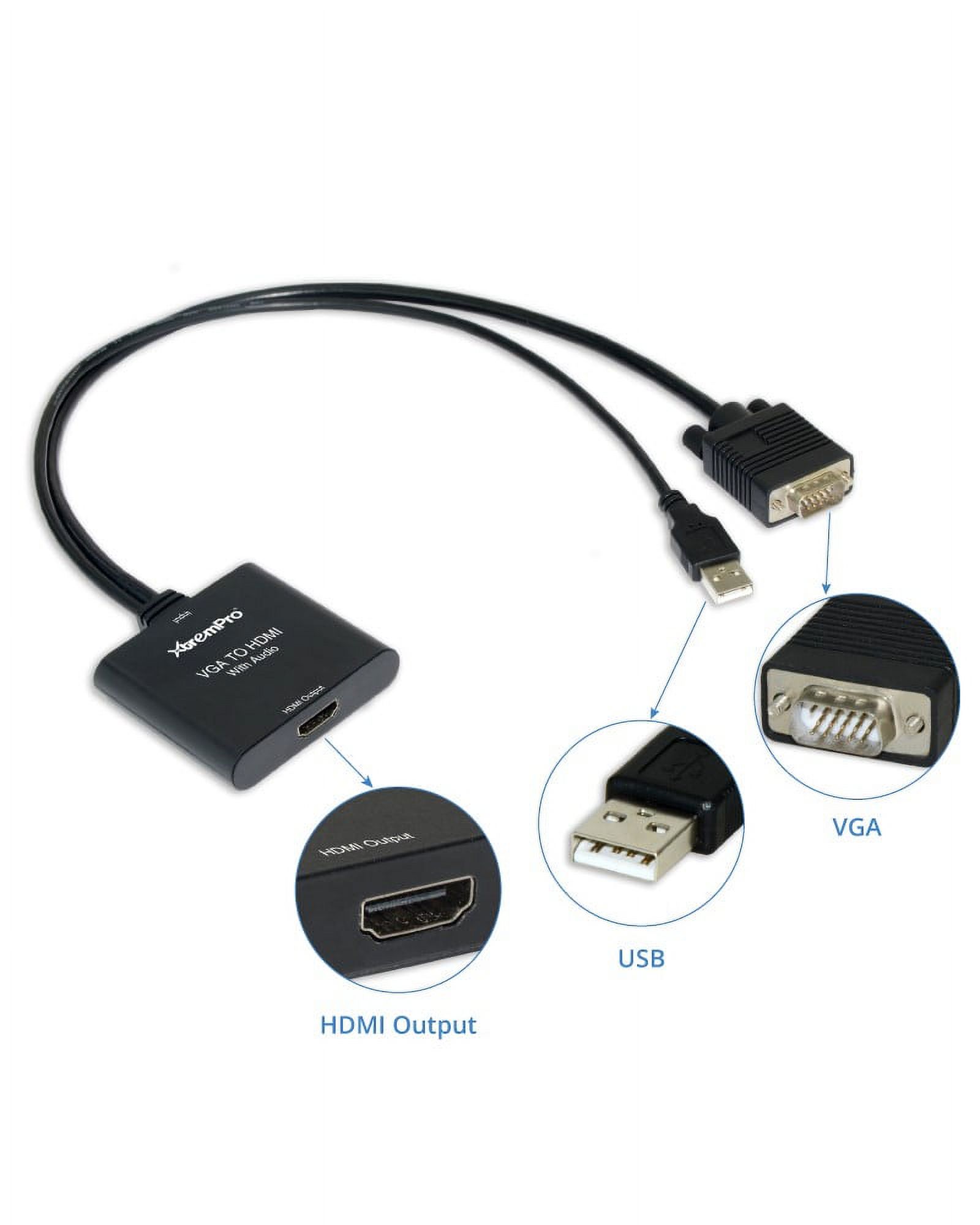 VGA To HDMI Adapter connects laptop PC HDTV port STB DVD Projector with HDMI