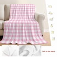 thumbnail image 5 of Pink Blanket Soft Cozy Warm Throw Blanket for Couch, Plush Fuzzy Flannel Fleece Blankets for Sofa, Country French Rustic Buffalo Plaid Modern Art Bed Blankets Lightweight Gifts for Women, 50"x60", 5 of 9