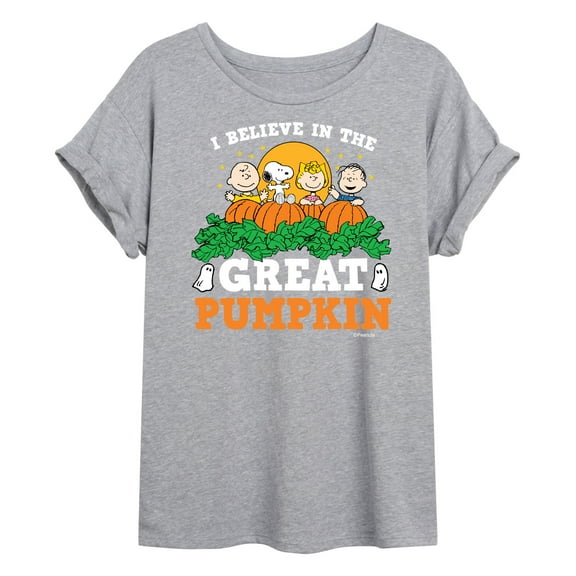 Peanuts - I Believe In The Great Pumpkin - Juniors Ideal Flowy Muscle T-Shirt
