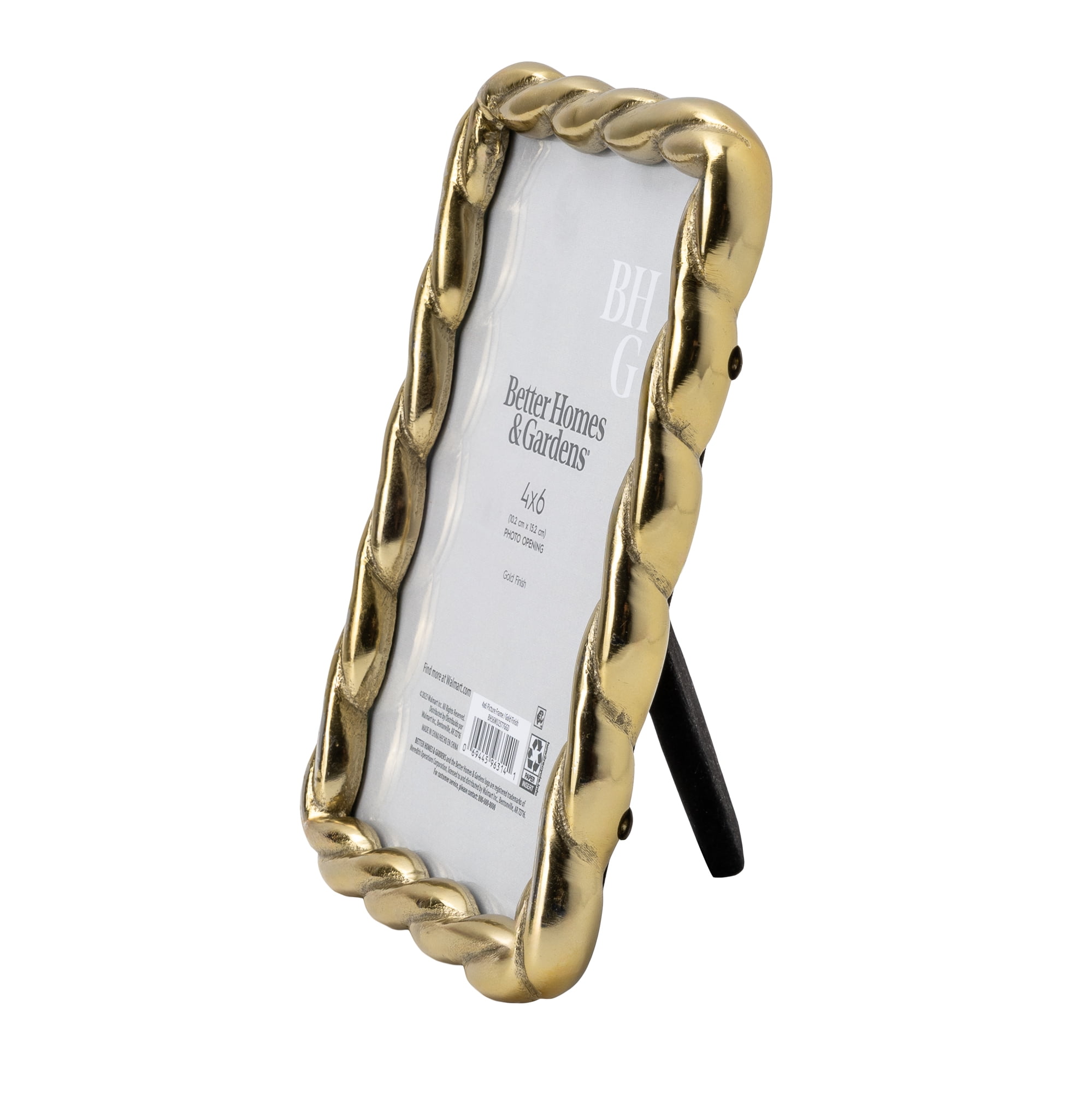 Better Homes & Gardens 4x6 Picture Frame – Gold Rope Metal Tabletop Photo Frame