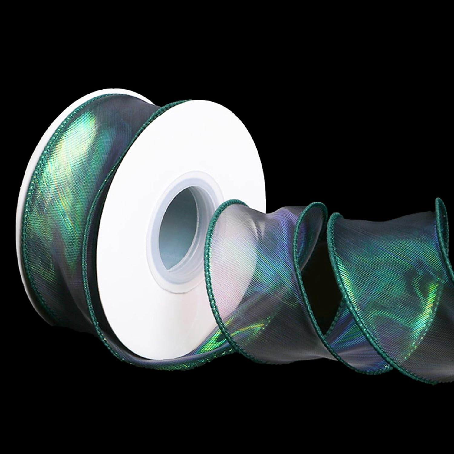2 Rolls Laser Green Organza Ribbon 1-1/2 Inch Wide 10 Yards for Gift wrap Bow DIY Craft Bouquet Wreath Baking Baby Shower Wedding Parties Valentine Christmas Tree Decoration