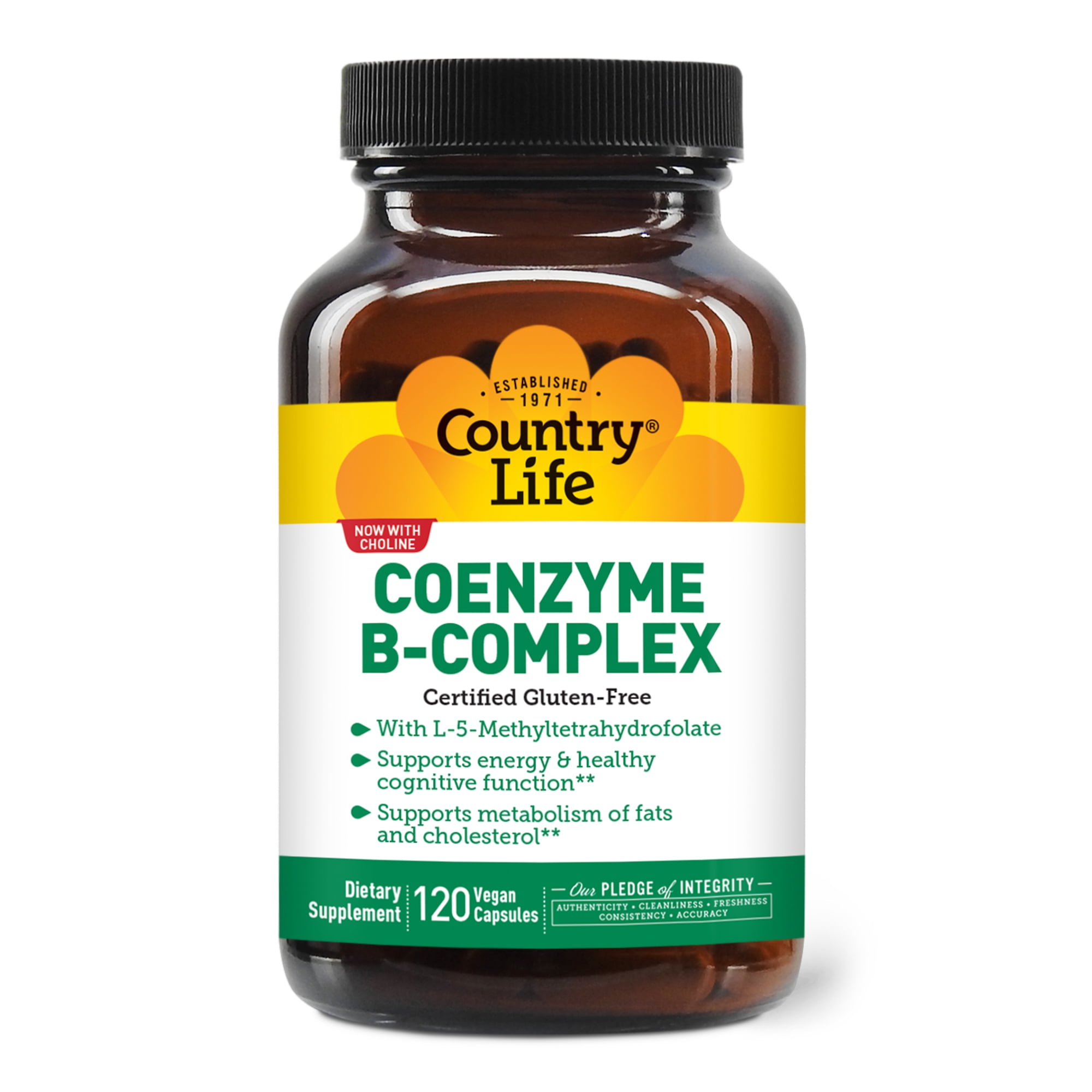Country Life Coenzyme B-Complex, 120 Capsules – Supports Energy & Metabolism, Mood & Cognitive Function – Vegan, Gluten-Free, Bioavailable B Vitamins with Choline