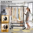 thumbnail image 3 of LZNIOZ 660 lbs Heavy Duty Clothes Rack Garment Rack with Wheels and 2 Mesh Shelves, 66"L×71"H×17"W, 3 of 11