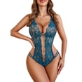 thumbnail image 3 of Avidlove Lingerie for Women Lace Bodysuit Halter One Piece Lingerie Sleepwear Blue Green XXXL, 3 of 4