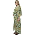 thumbnail image 5 of Bimba Moms Green Printed Maternity Kimono Kaftan With Belt Nursing Dress-4, 5 of 7