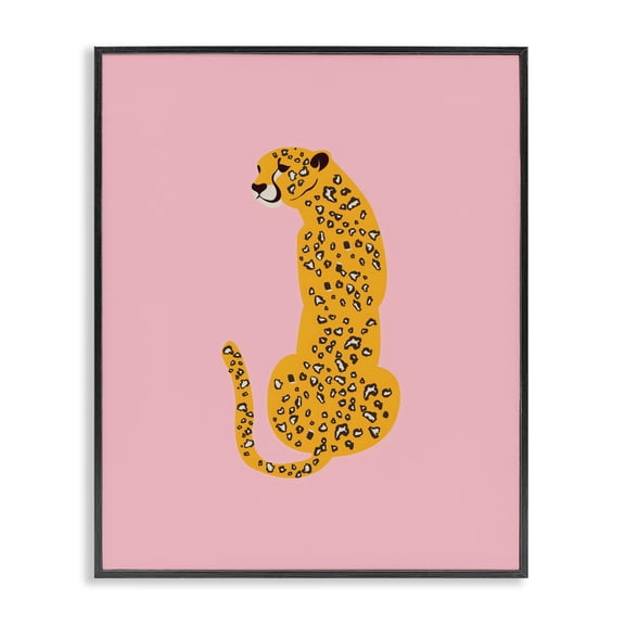 Stupell Industries Yellow Jaguar on Pink Black Framed Giclee Art, design by Creative Studio