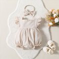 thumbnail image 2 of TOWED22 Baby Girl Romper Sleeveless Plaid Ruffle Baby Bubble Romper Bodysuit Jumpsuit Infant Girl Summer Clothes Beige,3-6 M, 2 of 6