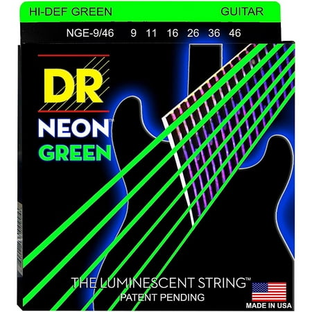DR Strings NEON Hi-Def Green SuperStrings Light Top Heavy Bottom Electric Guitar