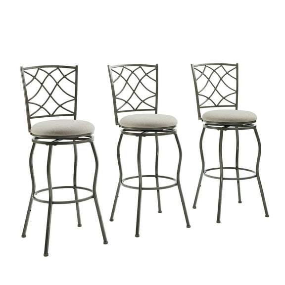 Linon Caston Adjustable Metal Swivel Bar Stool, Set of 3, Pewter