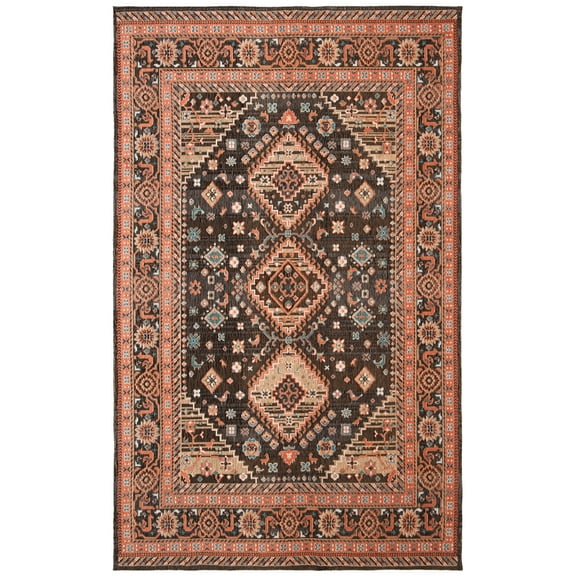 SAFAVIEH Classic Vintage Serrena Oriental Polyester Area Rug, Black/Rust, 6' x 9'