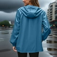 thumbnail image 4 of Yanlir Veste Imperméable pour Femmes, Légère, avec Capuche Zippée, Manches Longues, Poches et Sac de Rangement, Chandail Décontracté pour Automne Hiver Printemps (Bleu Ciel#1,4TG), 4 of 6